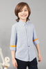 One Friday Kids Boys 100% Cotton Blue Micro Print Full Sleeves Shirt - One Friday World