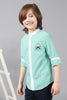 One Friday Kids Boys 100% Cotton Band collar Full Sleeves Embroidered Shirt - One Friday World