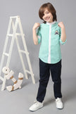 One Friday Kids Boys 100% Cotton Band collar Full Sleeves Embroidered Shirt - One Friday World