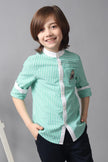 One Friday Kids Boys 100% Cotton Band collar Full Sleeves Embroidered Shirt - One Friday World