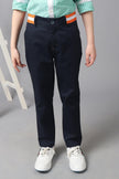 One Friday Kids Boys Navy Blue Striped Waistline Trouser - One Friday World