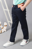 One Friday Kids Boys Navy Blue Striped Waistline Trouser - One Friday World