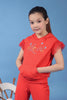 One Friday Kids Girls Red Cotton Hooded Neckline Top With Placement Print - One Friday World