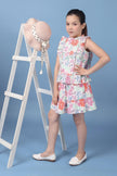 One Friday Kids Girls Beige Printed Tiered Skirt With Elasticated Waistband - One Friday World