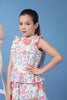 One Friday Kids Girls Beige Printed Lace Detailed Top With Frills and Neck Band - One Friday World