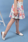 One Friday Kids Girls Beige Printed Tiered Skirt With Elasticated Waistband - One Friday World