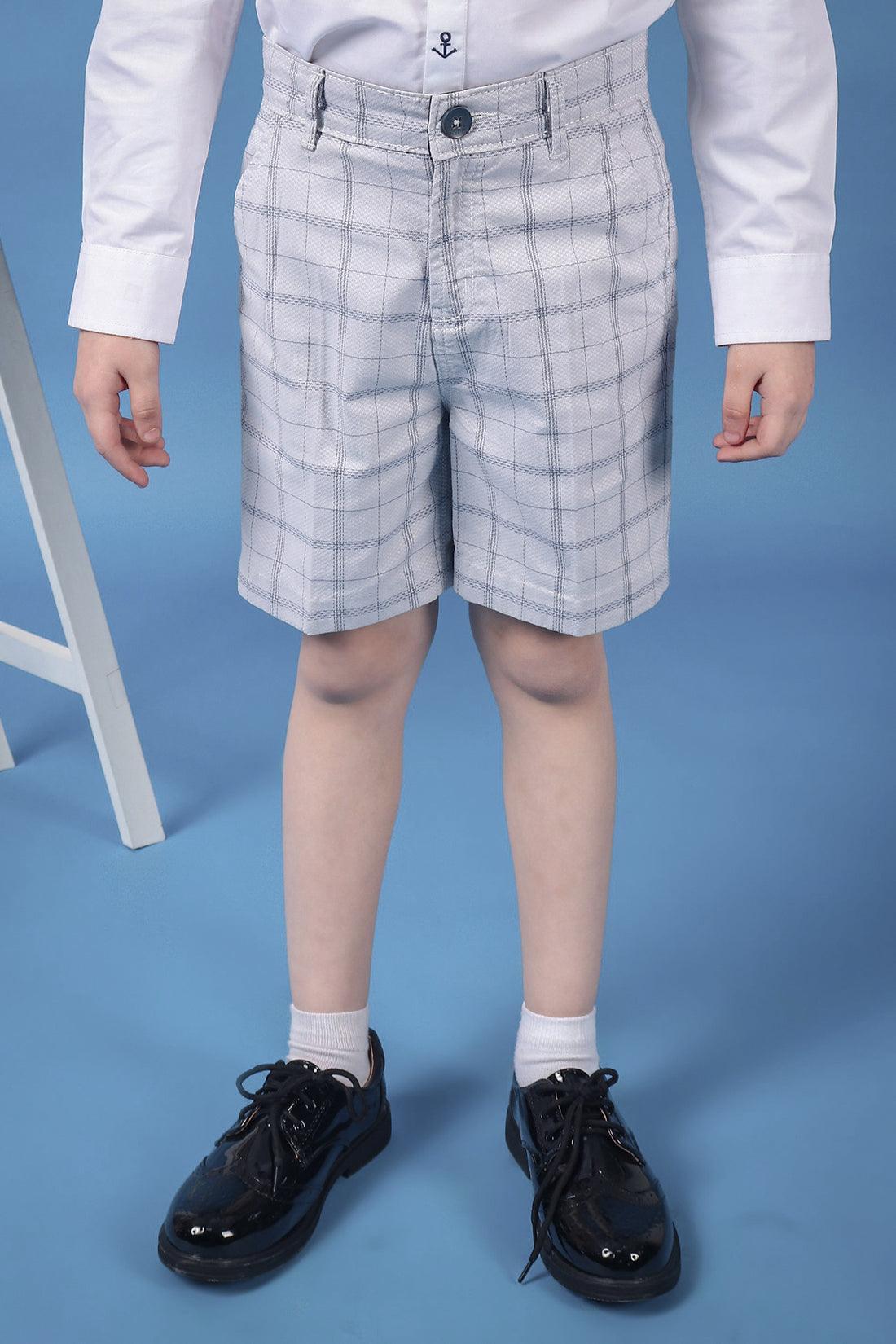 One Friday Kids Boys 100% Cotton Grey Check Shorts With Side Pockets - One Friday World