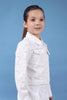 One Friday Kids Girls 100% Cotton White Schiffli Jacket With Lace - One Friday World