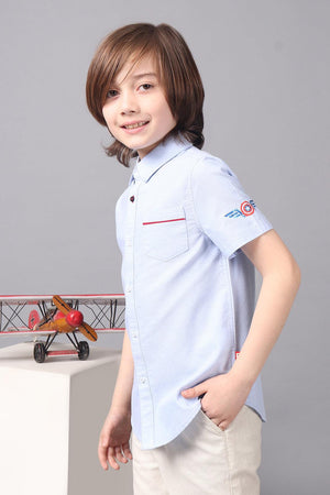 One Friday Boys 100% Cotton Avengers Embroidered Blue Shirt - One Friday World