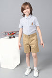 One Friday Kids Boys Khaki Cotton Knee Length Short with Embroidery - One Friday World