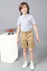 One Friday Kids Boys Khaki Cotton Knee Length Short with Embroidery - One Friday World