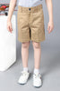 One Friday Kids Boys Khaki Cotton Knee Length Short with Embroidery - One Friday World