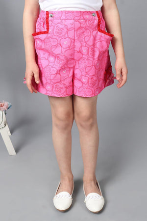 One Friday Kids Girls Snow White Pink Cotton Shorts - One Friday World