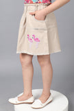 One Friday Kids Girls Beige Cotton Straight Fit Embroidered Skirt - One Friday World