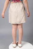 One Friday Kids Girls Beige Cotton Straight Fit Embroidered Skirt - One Friday World