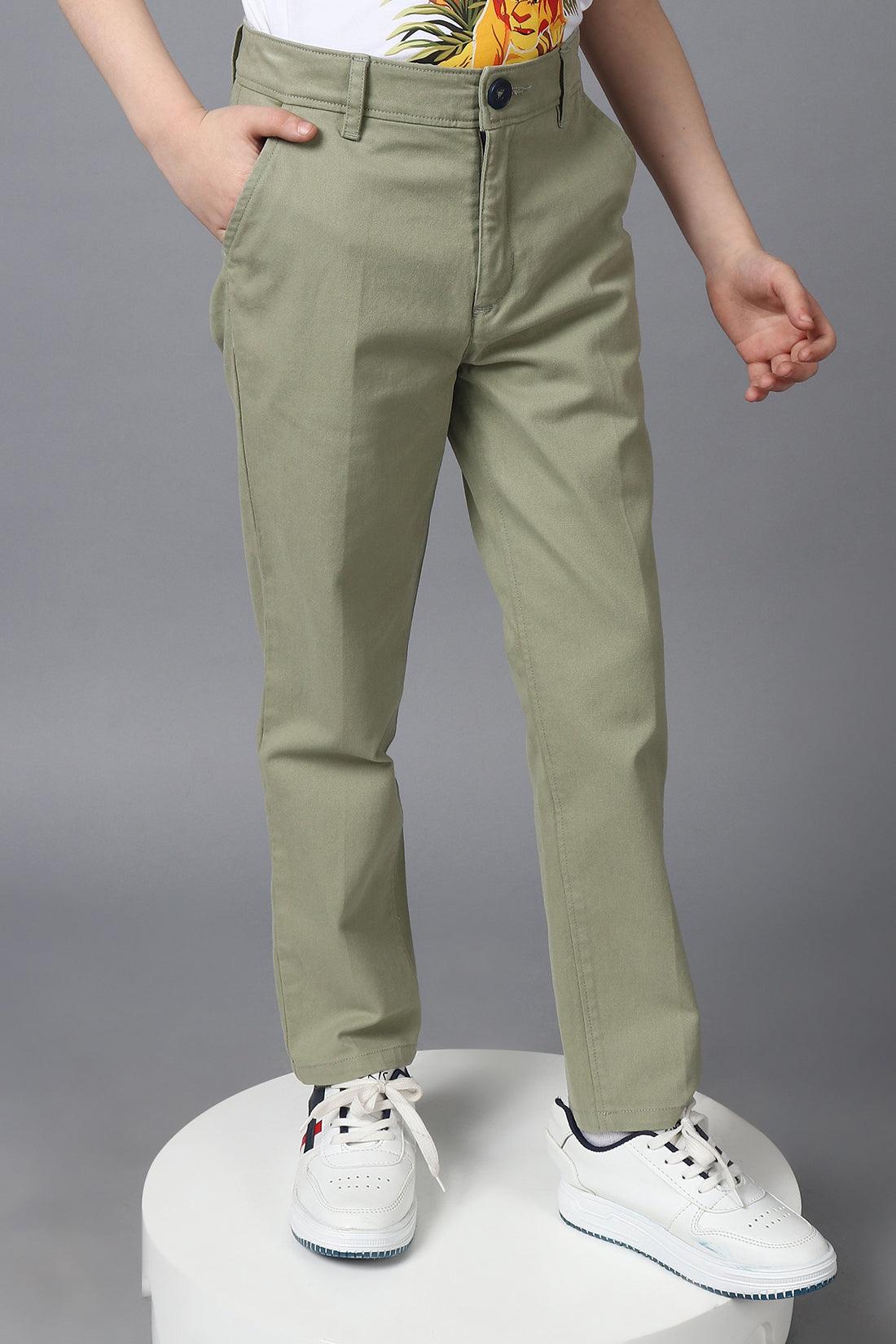 One Friday Kids Boys 100% Cotton Green Chinos With Pockets - One Friday World