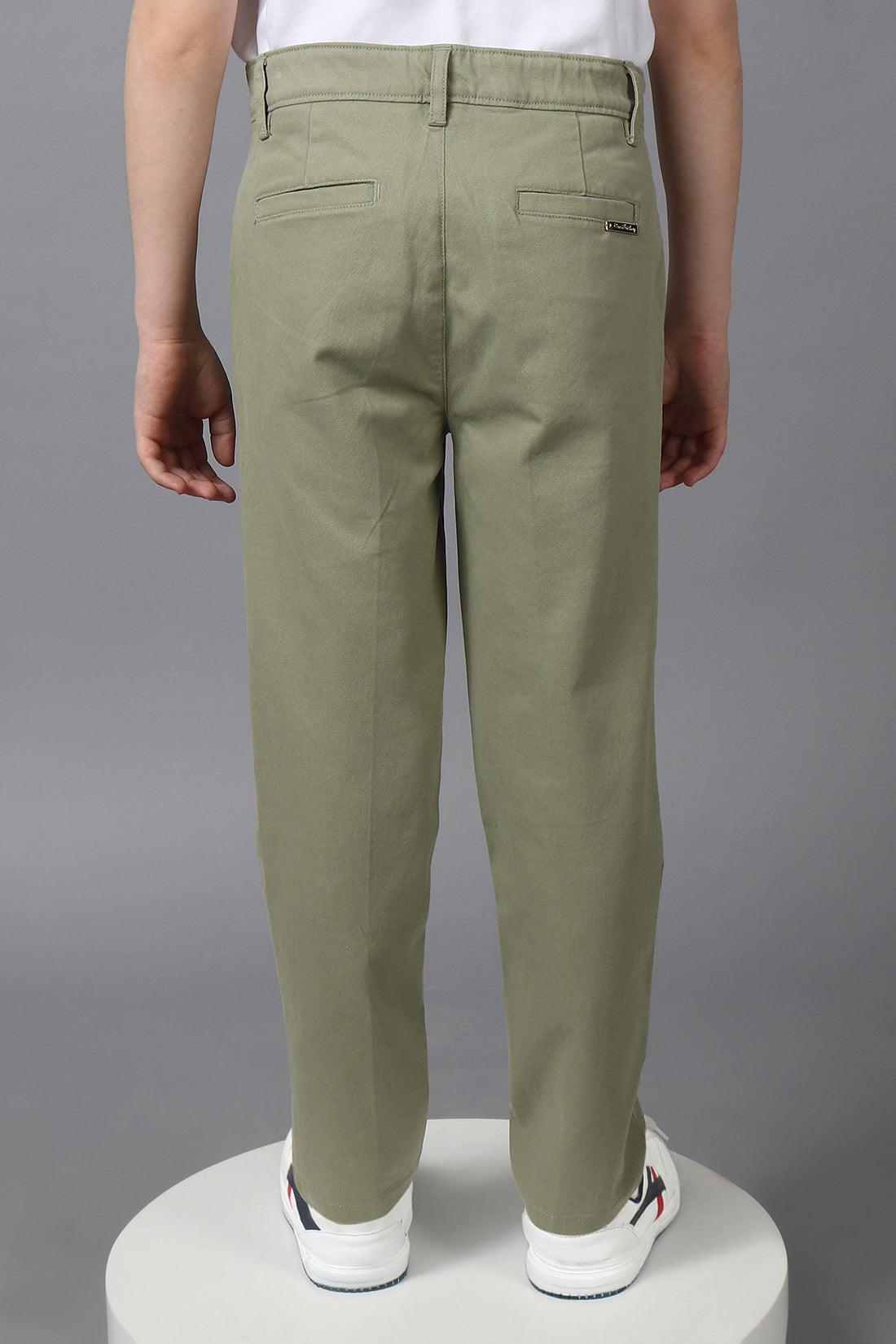 One Friday Kids Boys 100% Cotton Green Chinos With Pockets - One Friday World