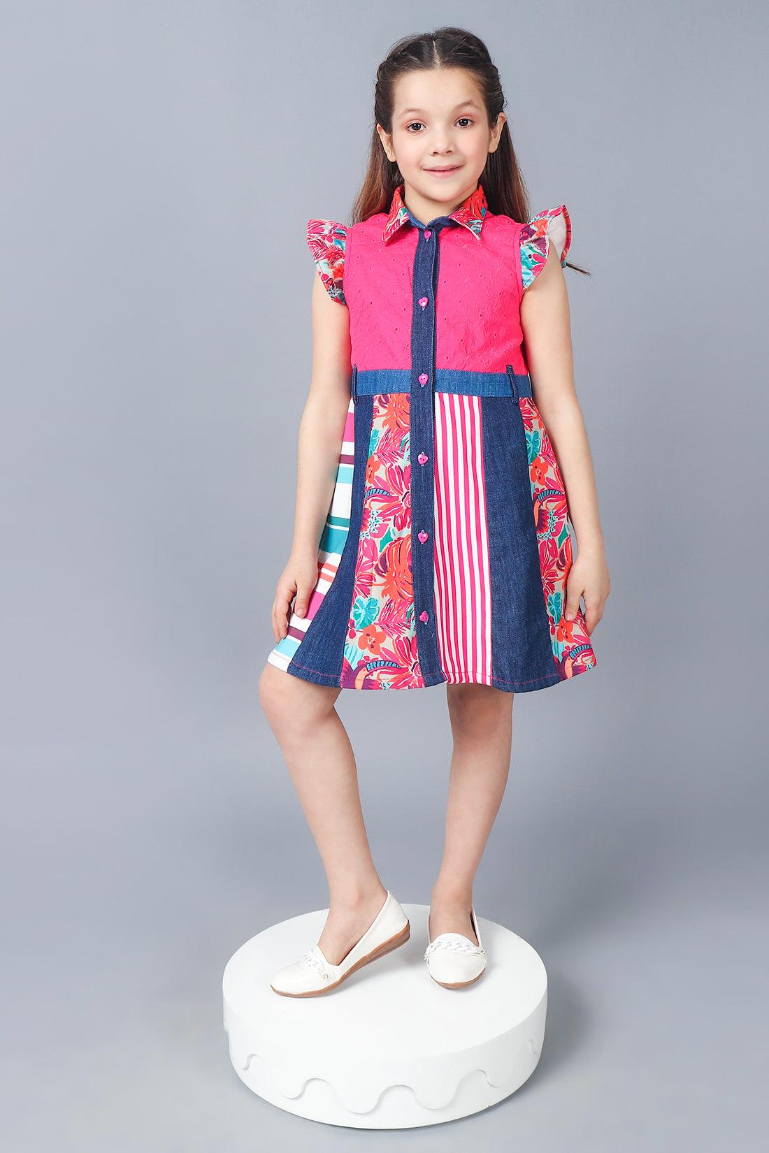 One Friday Kids Girls Prints and Patterns Pink Dress - One Friday World