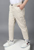 One Friday Kids Boys Beige Stretchable Cotton Trouser With Embroidery and Side Pockets - One Friday World