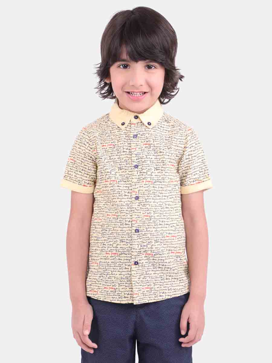 One Friday Kids Boys Lemon Writing Print Shirt