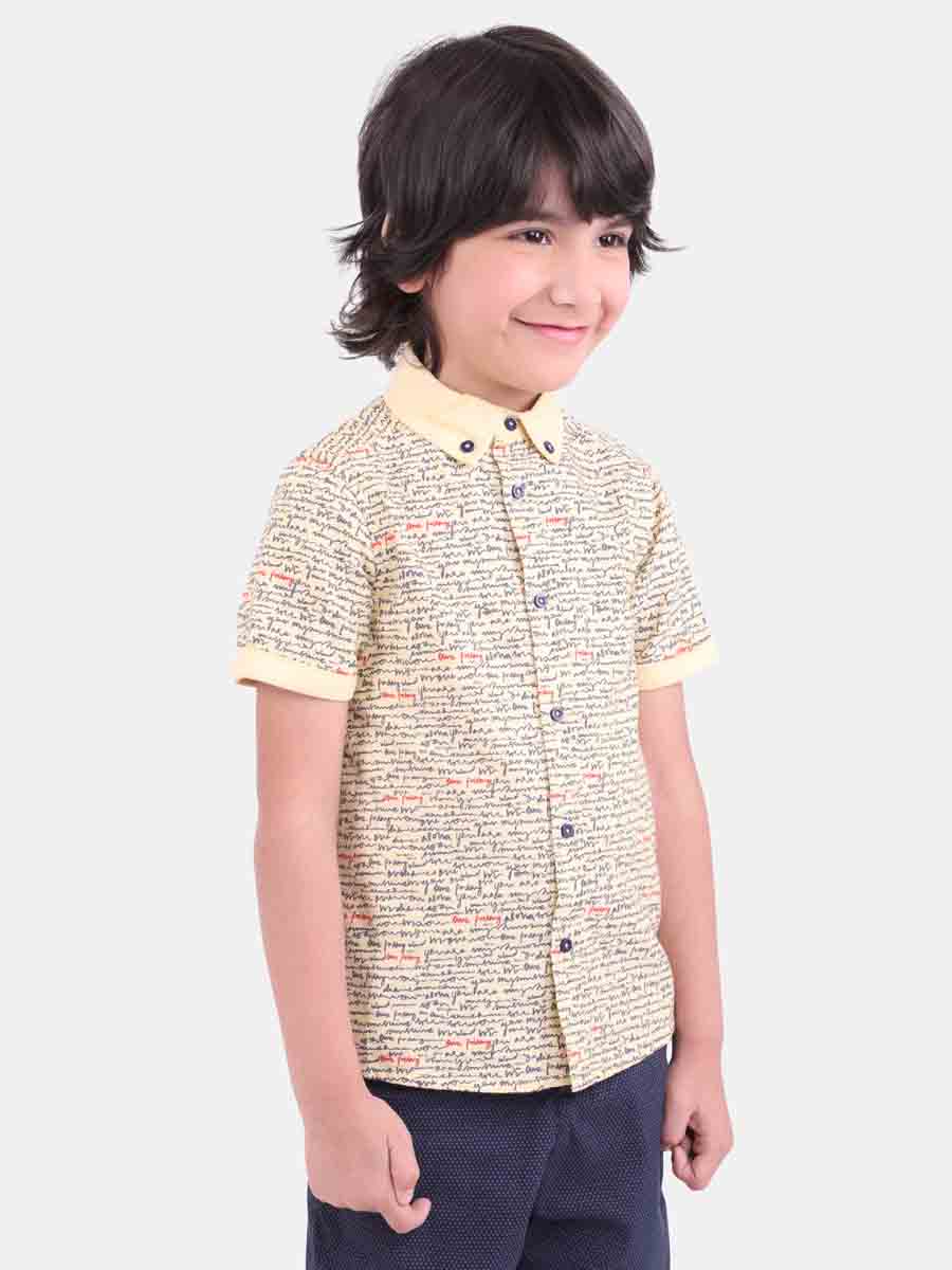 One Friday Kids Boys Lemon Writing Print Shirt