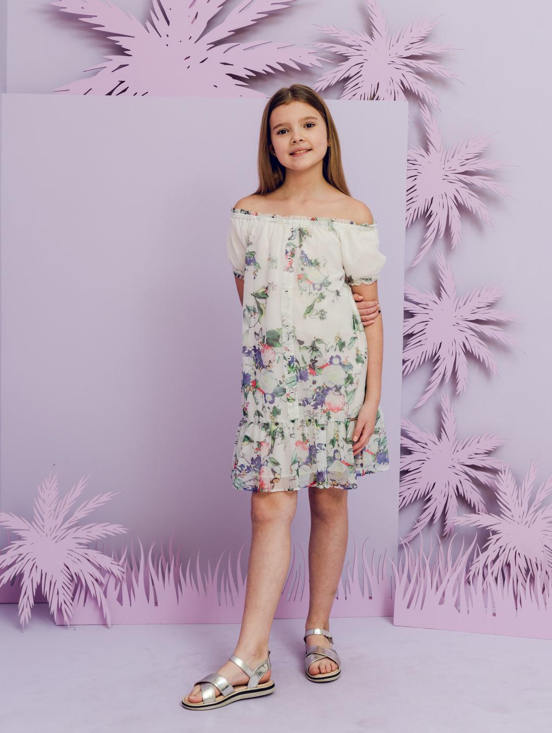 One Friday Kids Girls Off White Dress - One Friday World