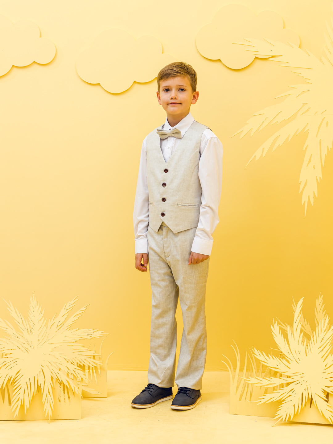 One Friday Kids Boys Beige 3 Piece Suit