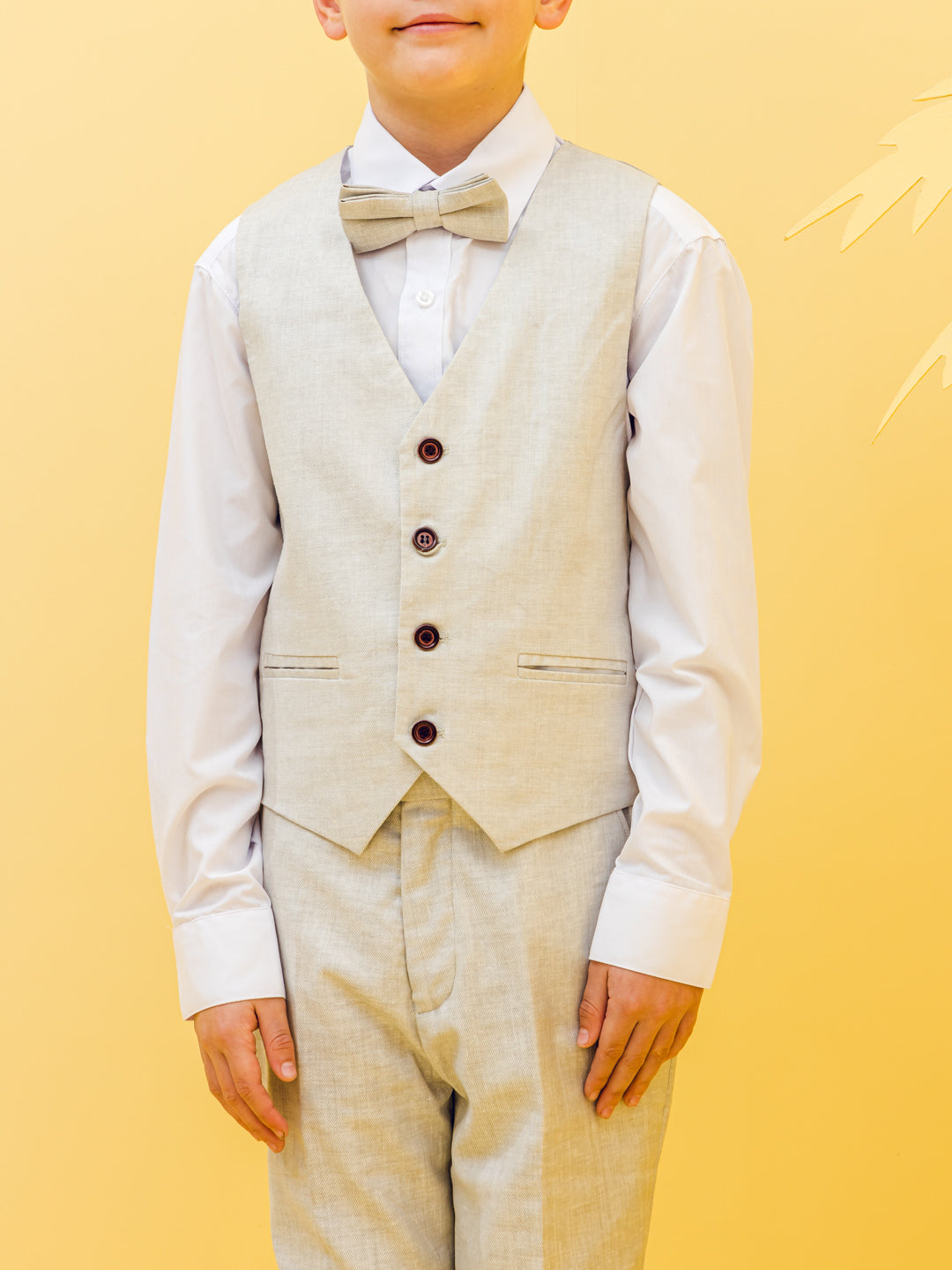 One Friday Kids Boys Beige 3 Piece Suit