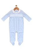 One Friday Baby Girls Blue Peter Pan Collar Romper - One Friday World