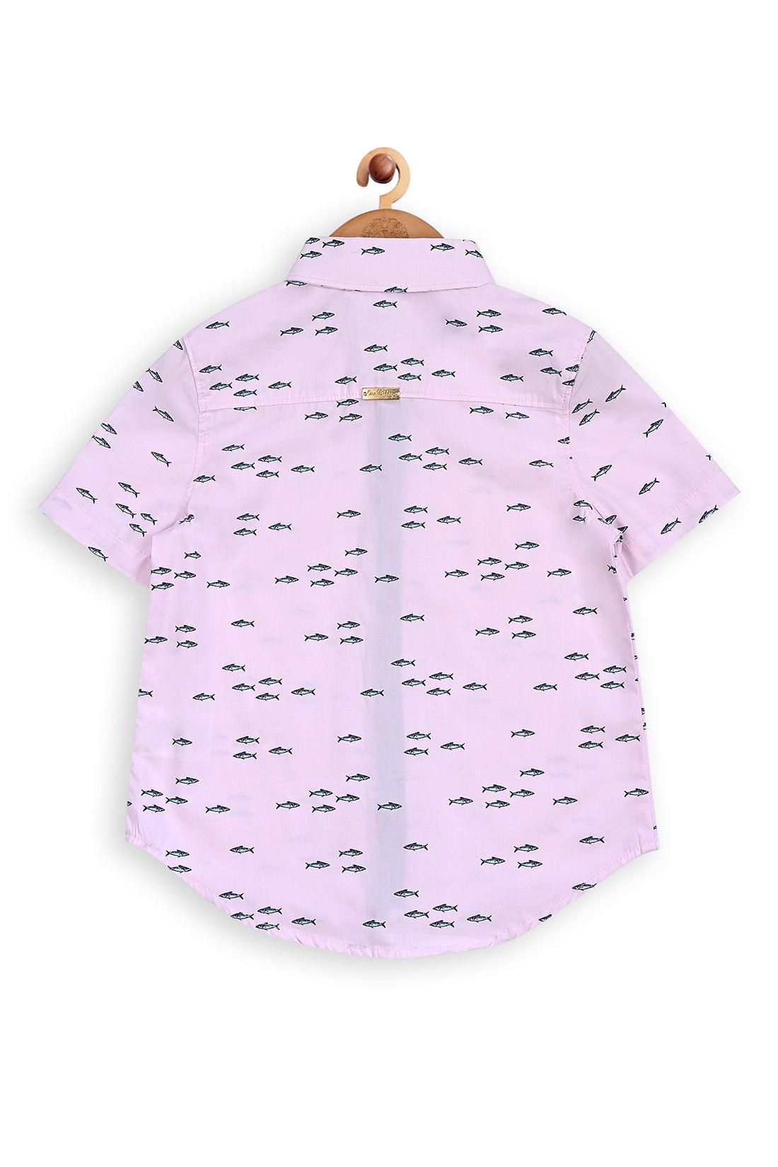 One Friday Kids Boys Pink Animal Printed Shirt - One Friday World