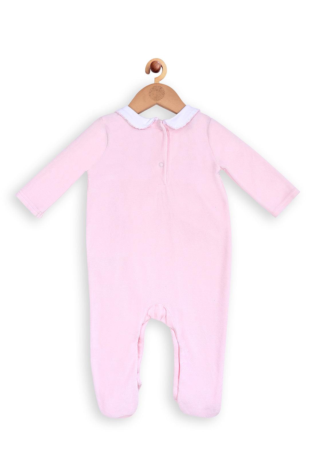 One Friday Baby Girls Pink Peter Pan Collar Romper - One Friday World