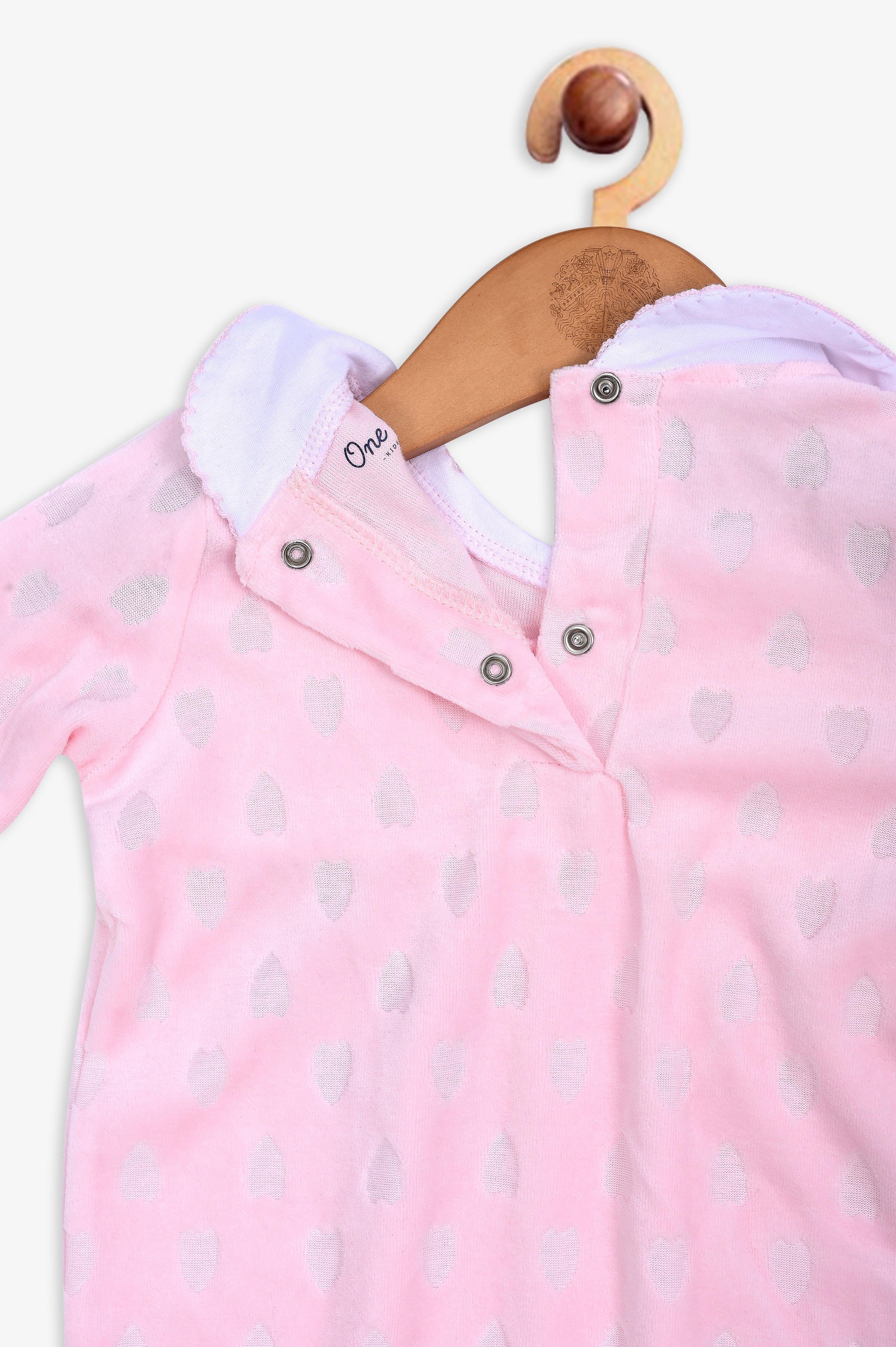 One Friday Baby Girls Pink Peter Pan Collar Romper - One Friday World