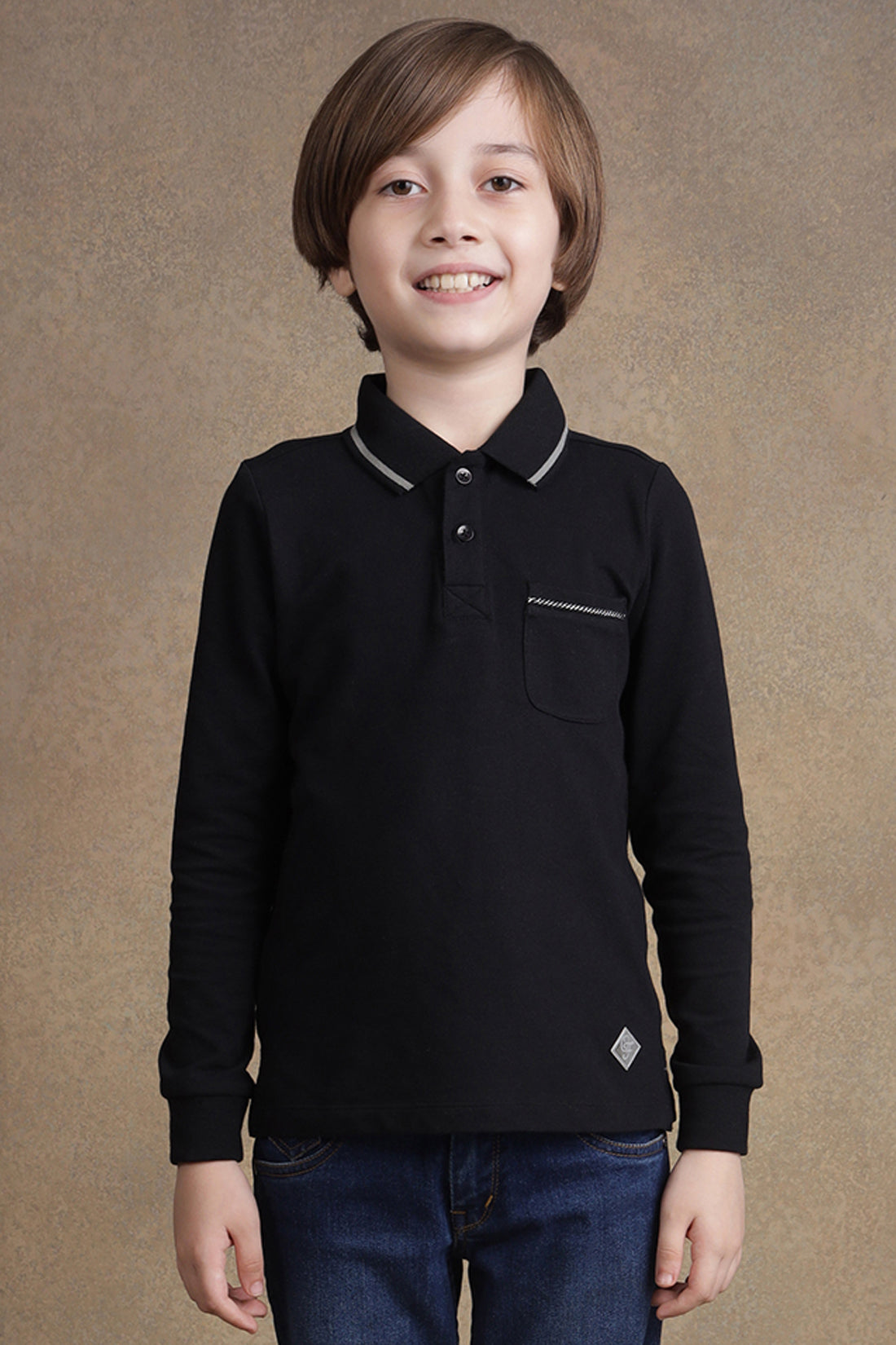 One Friday Kids Boys Black Solid T-shirt