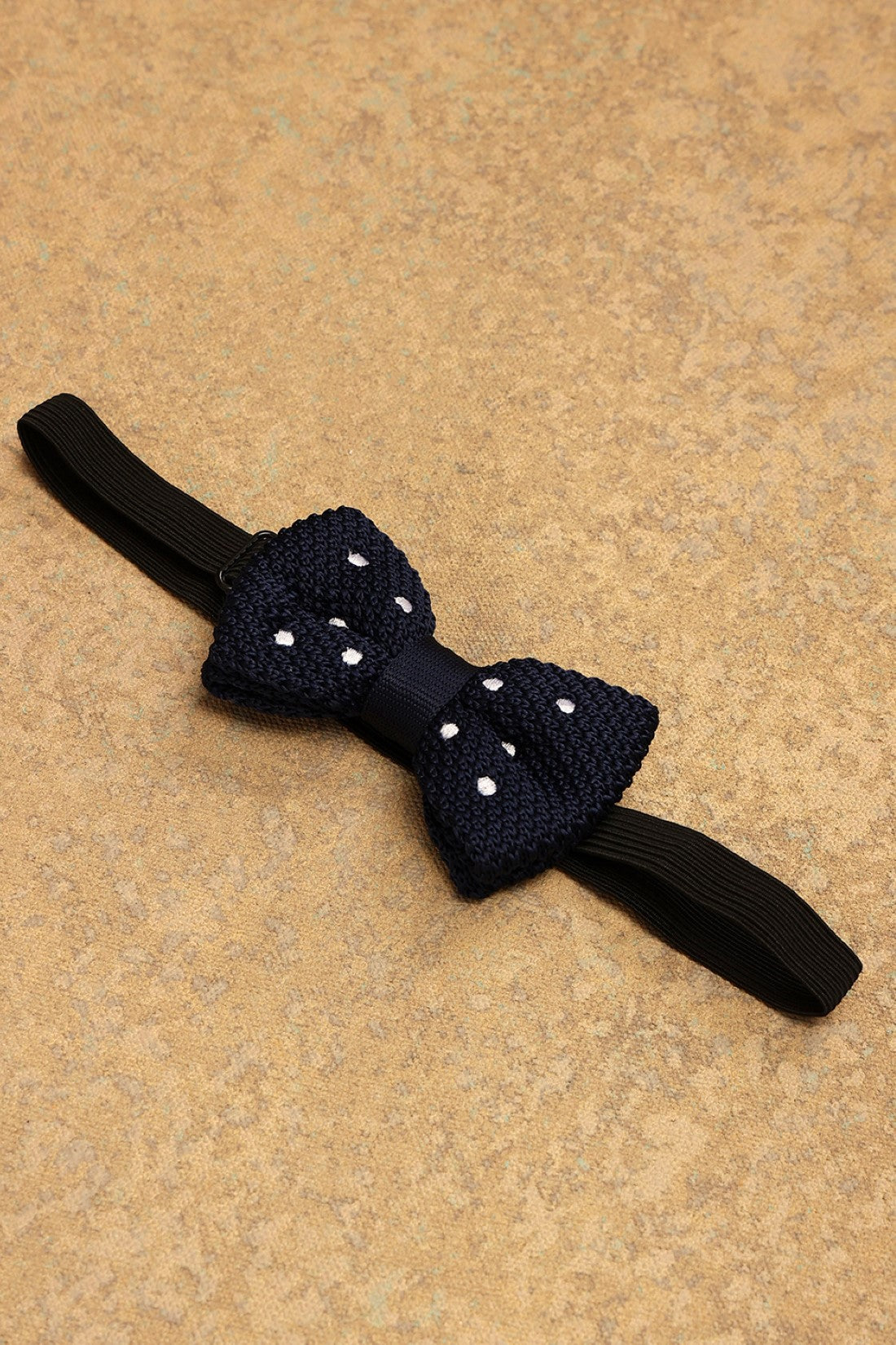 One Friday Navy Blue Woven Polka Dot Bow