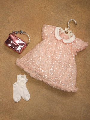 One Friday Baby Girls Nude Sequins Dress