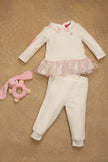 One Friday Baby Girls Off White Peplum Top With Pants