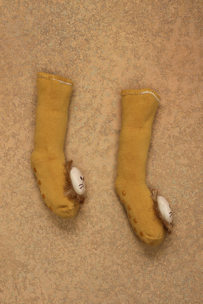 One Friday Yellow Knitted Solid Socks