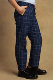 One Friday Kids Boys Blue Checks Trouser