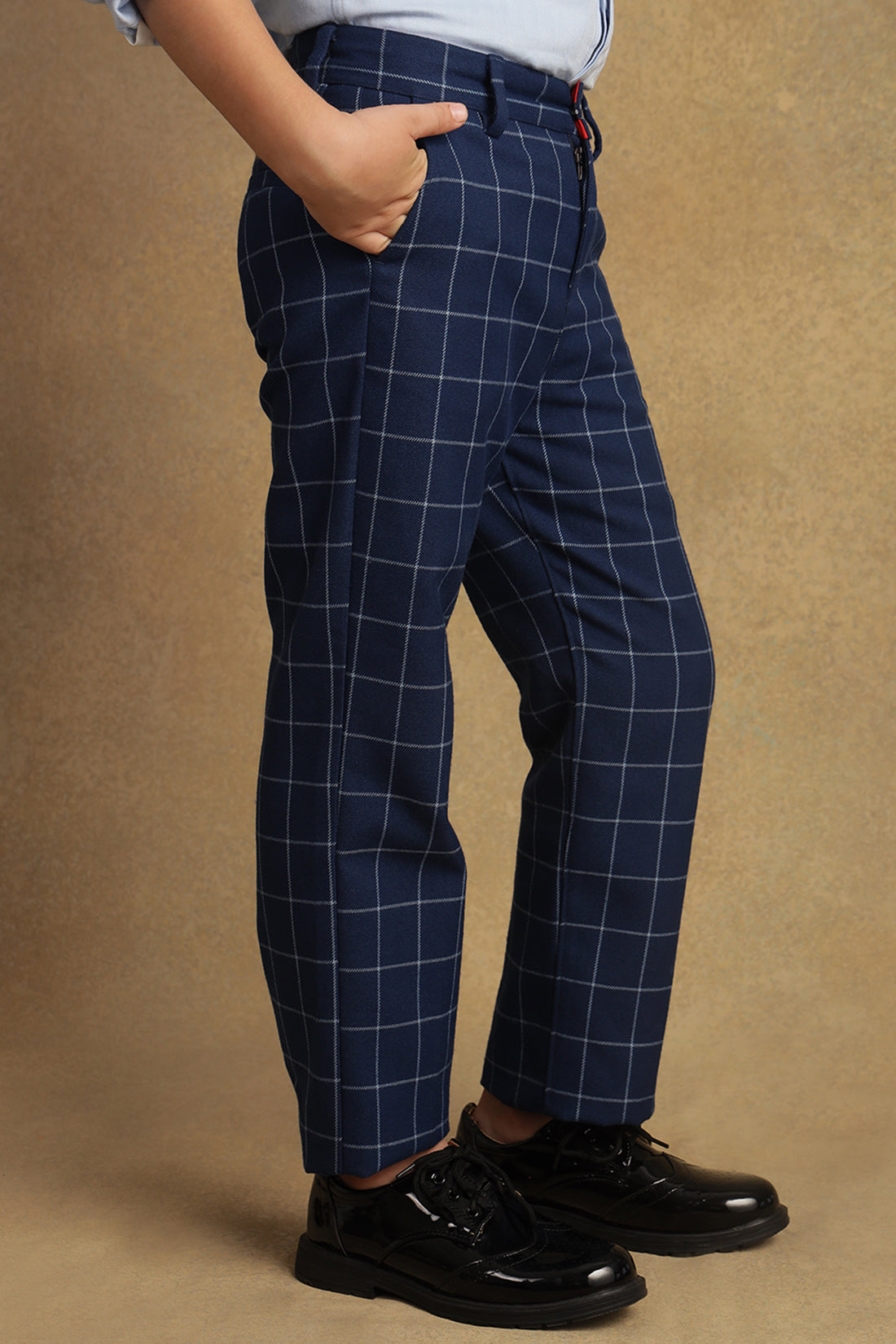 One Friday Kids Boys Blue Checks Trouser