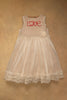 One Friday Kids Girls Beige Netted Love Embroidered Dress