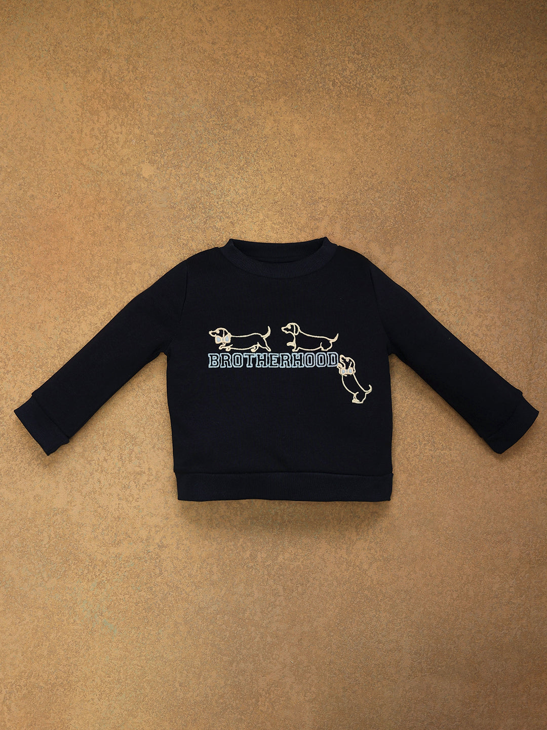 One Friday Baby Boys Navy Blue Solid Sweat Shirt