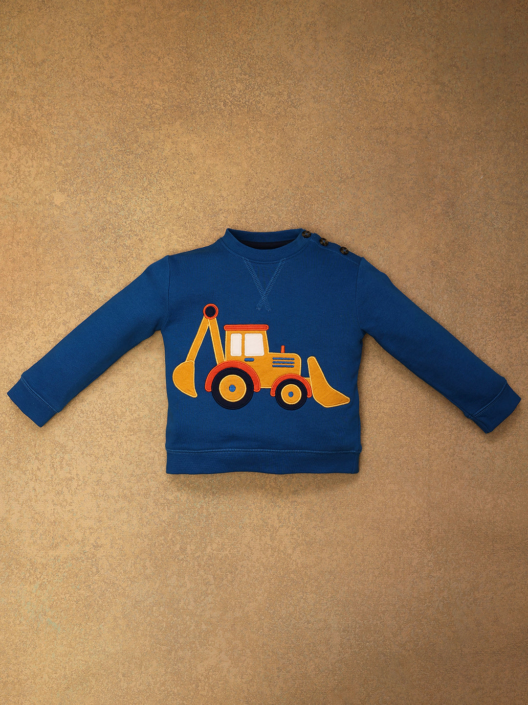 One Friday Baby Boys Blue Solid Sweat Shirt