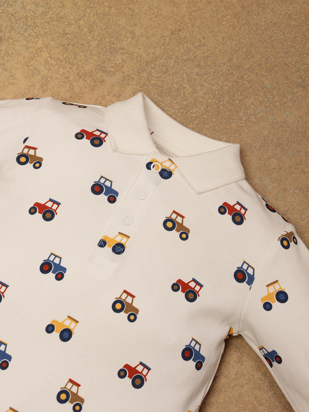 One Friday Baby Boys White Vehicle Print BodySuit