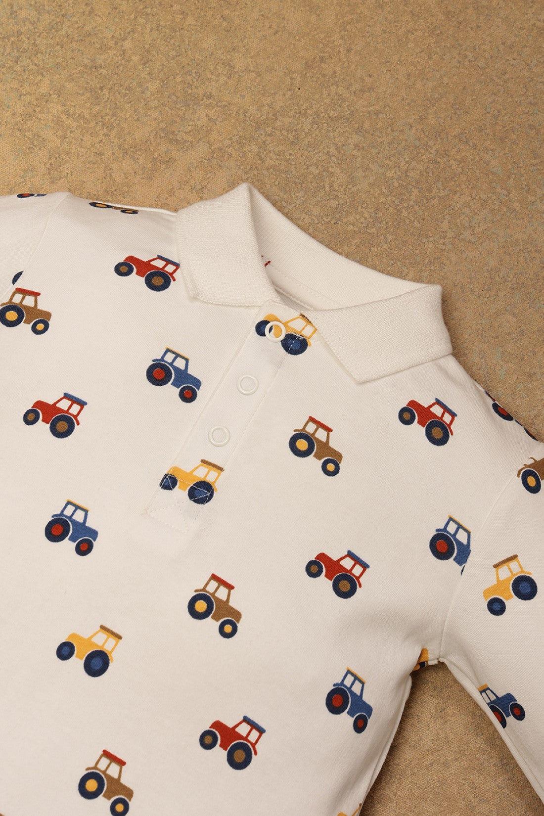 One Friday Baby Boys Vehicle Printed White BodySuit