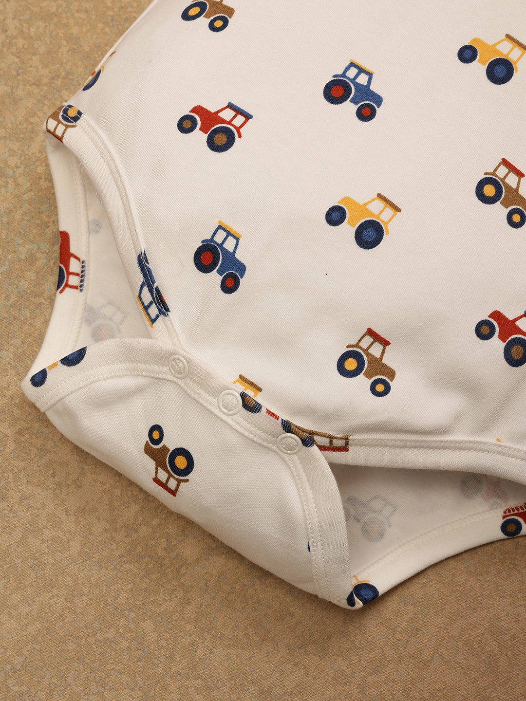 One Friday Baby Boys White Vehicle Print BodySuit