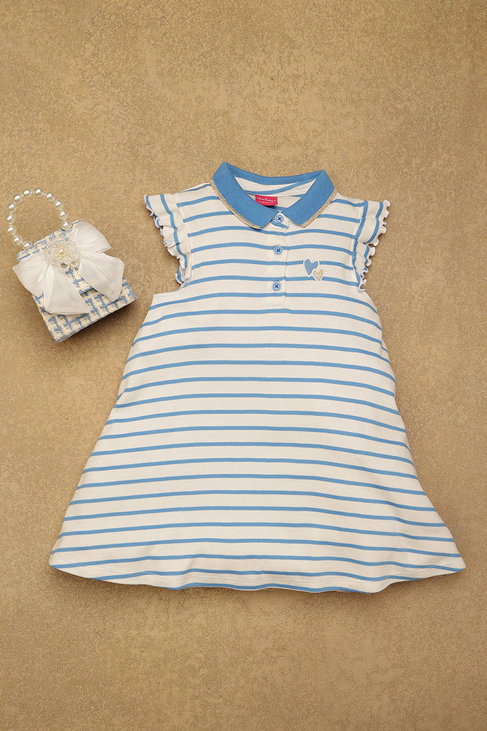 One Friday Kids Girls Blue Stripes Dress