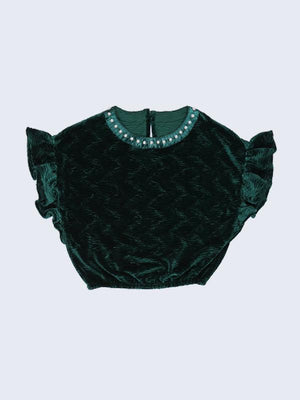 One Friday Kids Girls Green Solid Top