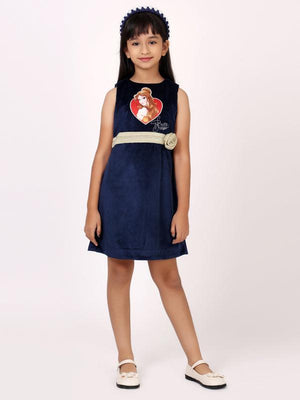 One Friday Kids Girls Disney Princess Print Blue Dress - One Friday World