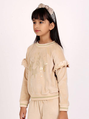 One Friday Kids Girls Beige Woolen Top - One Friday World