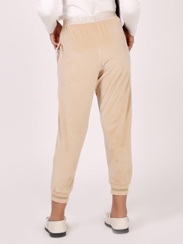 One Friday Kids Girls Beige Relaxed Knitted Trouser - One Friday World